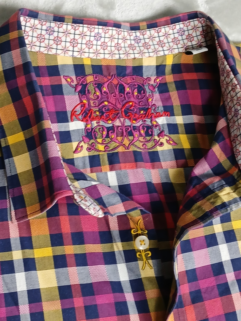 Robert Graham Button Up Shirt 3XL Men's Short Sleeve Plaid Colorful